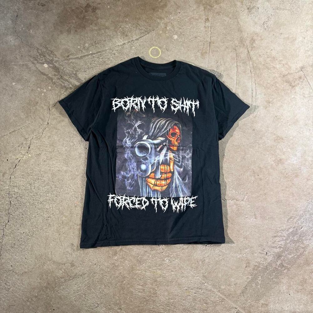Black Born To S*** Forced To Wipe Graphic T-Shirt